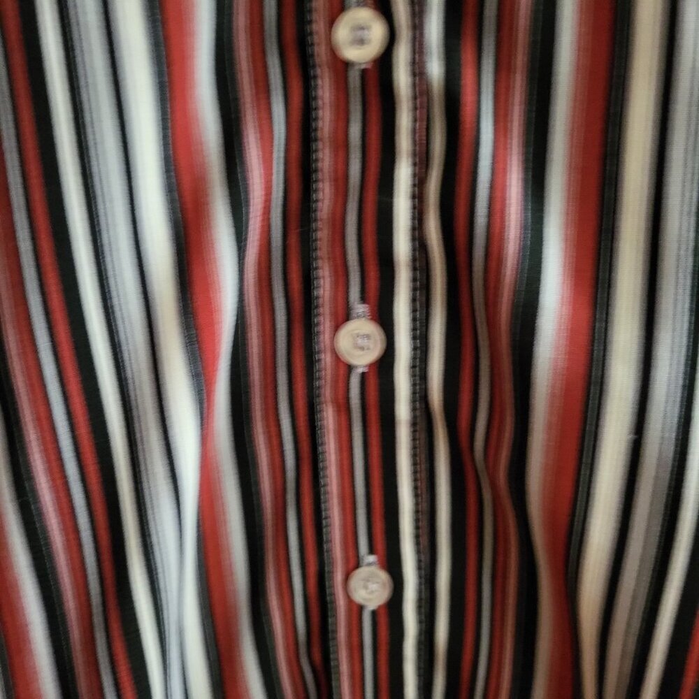 Carroll Reed Vintage Vertical Stripe Button Down Blouse Red/Black/White Size XXL - Picture 2 of 5